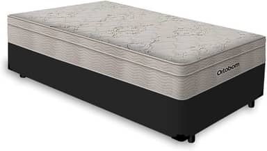 Cama Box Solteiro Preta + Colchão De Molas Ensacadas - Ortobom - AirTech SpringPocket 88x188x60cm