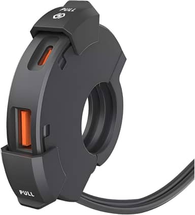 Carregador de Moto USB + Tipo-C Extractme QC3.0 48W à Prova d’Água IP65 | Dupla Saída Rápida PD | Suporte de Guidão Reforçado | Ideal para Celulares, GPS e Acessórios – Preto