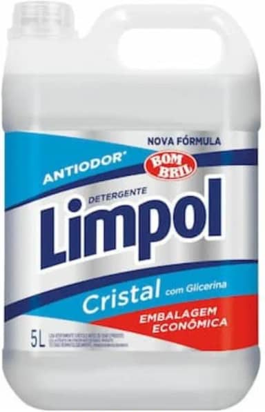 Limpol Detergente Cristal Antiodor com Glicerina, Embalagem Econômica, 5 Litros
