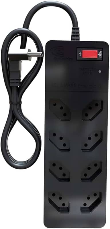 Filtro de Linha iCLAMPER Energia 8 com Proteção contra Surtos Elétricos(DPS) 8 Tomadas, 3 Pinos, 10 Amperes para PC, Notebook, Roteador, Monitor, Impressora, PS5, Alexa e etc, Bivolt, Cabo de 1m Preto