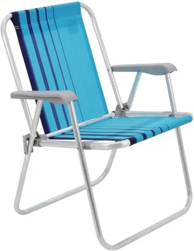 Cadeira de Praia Tramontina Samoa Alta em Alumínio com Assento Azul