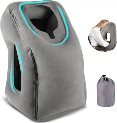 Almofada de Pescoço, Travesseiro de Viagem, Travesseiro de Pescoço, Travesseiro Viagem, Almofada Inflável Dobrável Portátil Avião Suporte Encosto Descanso Pescoço Apoio