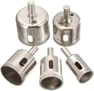 JOGO COM 5 BROCAS DIAMANTADAS 25-50MM CERAMICA VIDRO PISO