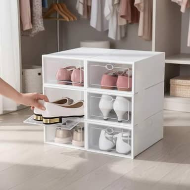 Kit 10 Caixas organizadora para guardar sapato sandália chinelo empilhável Sapateira Gaveta (Branca)