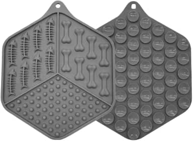 Comedouro Tapete de Silicone para Lamber com Ventosa 2D para Pet Cães e Gatos (Cinza, 16cm)