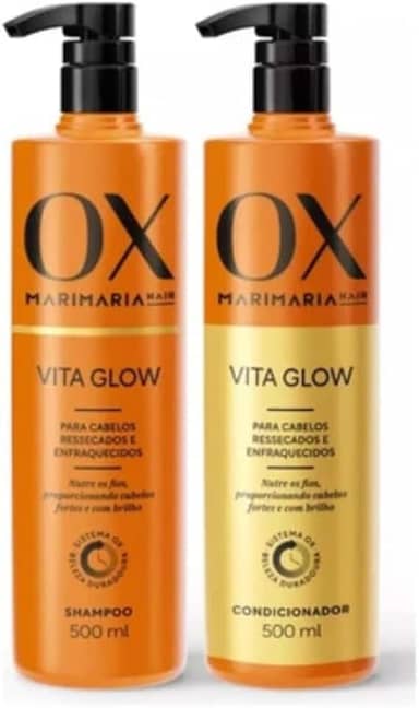 OX Mari Maria Kit Shampoo e Condicionador Vita Glow 500ml - Seco e Enfraquecido