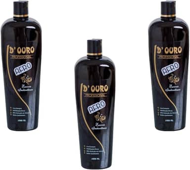 D’Ouro Escova Progressiva Afro 3×1000 ml – Kit para salões | redução de volume, maciez, proteção capilar