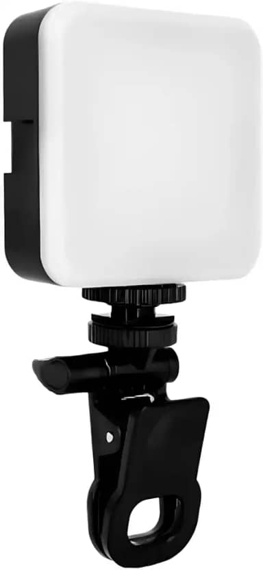 Luz LED Portátil com Clip para Celular Tablet Monitor ou Notebook e Rosqueamento Compatível com Tripé Ring Light - Ajuste de Três Níveis de Brilho