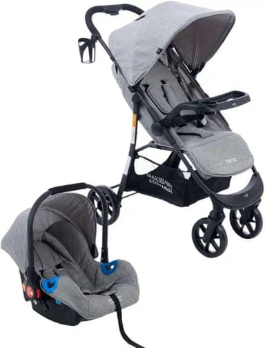 Carrinho de Bebê Com Bebê Conforto Startravel - Maxi Baby (Cinza)