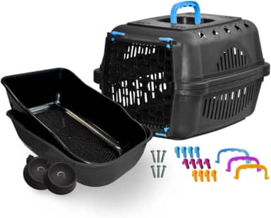 Kit Caixa de areia para gatos com peneira + Transporte Lílas Grande Bandeja sanitaria N°2