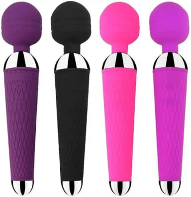 Vibrador Varinha Magica Rosa Recarregável 16 Modos de Vibração - 20 cm e Comprimento Cabeça Flexível