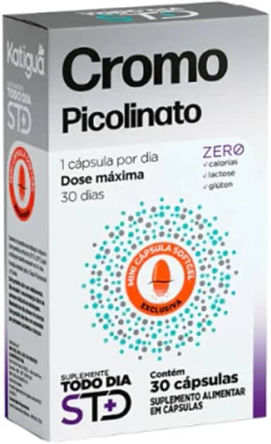Katiguá, Picolinato de Cromo, Mineral Quelato, STD, Sem sabor, 30 Cápsulas Softgel • 30 doses, Branco