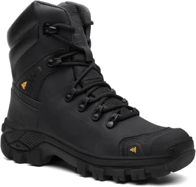Coturno Masculino Militar Bota Defender Cano Alto em Couro Legítimo Blaqueado Biqueira de PVC B10