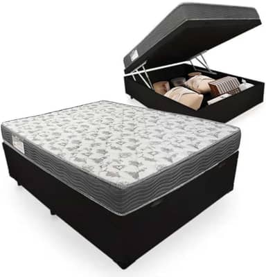 Cama Box Com Baú Casal + Colchão De Espuma D33 - Ortobom - Iso 100 138cm
