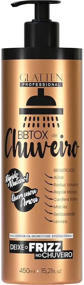 Glatten Bbtox de Chuveiro - Máscara Rápida de Alisamento Redução e Brilho 450ml
