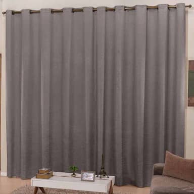 Cortina para Sala e Quarto 3,00m Larg. x 2,50m Altura Tecido Cetim Amassadinho - Chumbo