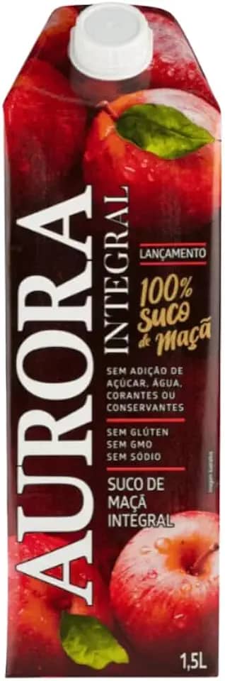 Suco de Maçã Integral Aurora Tetra Pack: 1,5L - Sabor Natural e Refrescante Sem Adição de Polpa Ideal para Refeições