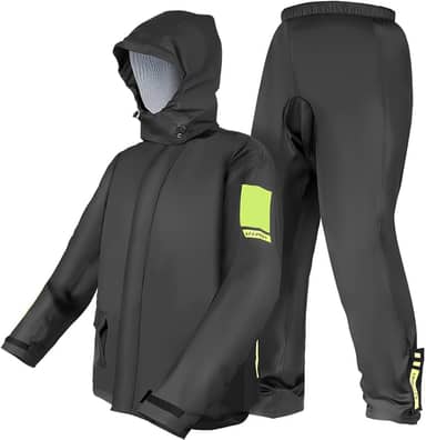 Capa de Chuva Motoqueiro, Capa de Chuva Moto, Tamanho M, Nylon, Refletividade Noturna, Punhos com Dupla Camada, Capuz Destacável, Cordão Ajustável