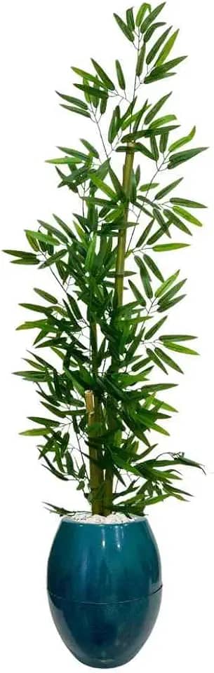 Planta Artificial Bambu Da Sorte Decoração Com Vaso(Verde Esmeralda)