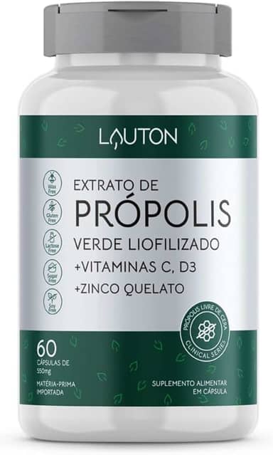 Extrato De Própolis Verde + Zinco + C + D3 Cps - Lauton