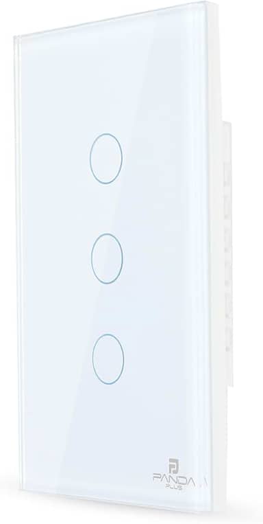 Interruptor Inteligente Touch 1,2,3 e 6 Botões Teclas 4x2 e 4x4 Alexa Google Wifi App Tuya Pandaplus Controle de Voz Automação Bivolt (Branco 3 Botões)