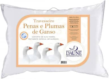 travesseiro 50 x 70 cm daune 20% plumas 80% penas de ganso