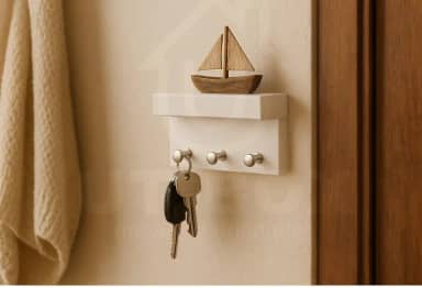 Porta Chaves De Parede com suporte para pendurar chaves e prateleira 3 pinos (branco)