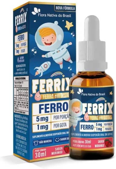 Ferrix Kids (Ferro 5mg/porção) 30ml Sabor Morango Flora Nativa