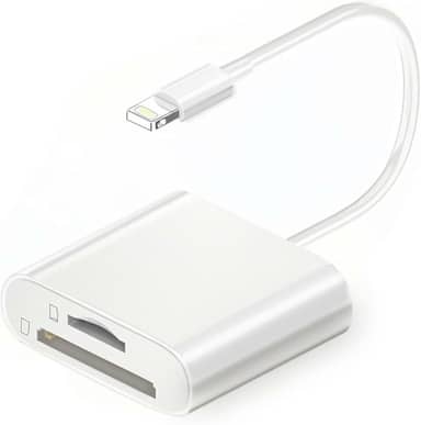 Leitor de cartão SD para iPhone/iPad, adaptador de câmera Lightning 2 em 1, leitor micro SD e TF, Plug and Play