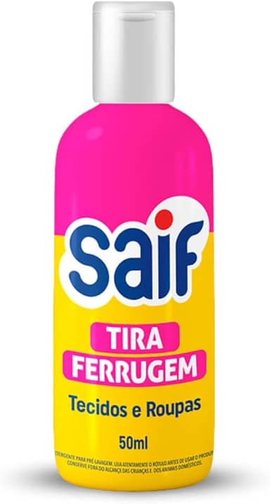 Tira Ferrugem Saif 50Ml, Saif, Removedor De Ferrugem, Amarelo E Rosa, Remove Manchas De Ferrugem De Roupas E Tecidos, Roupas Brancas E Coloridas, Facilitando Sua Vida, Maximizando Toda Limpeza
