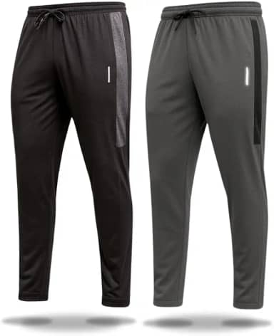 Kit 2 Calças Masculinas Esportivas Slim Fit Preto e Cinza Mescla Calça Comprida