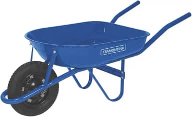 Carrinho De Mão, Caçamba Metálica Rasa Redonda, 50 L, Braço Metálico