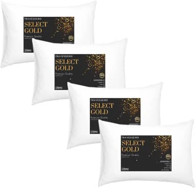 Kit 4 Travesseiros TRP Imports Select Gold 100% Algodão Antialérgico Fibra de Silicone