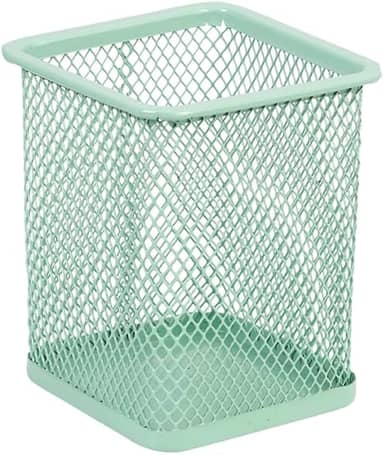 Porta Lápis e Caneta Aramado Quadrado BRW Verde Pastel