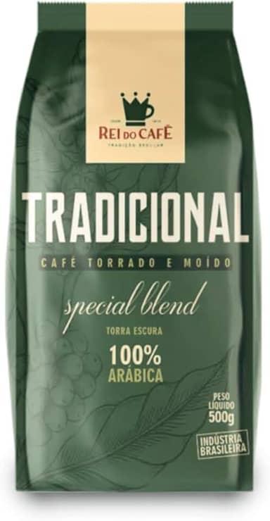 Café Moido Tradicional Torrado 500g REI DO CAFE 100% Arábica Alta Mogiana Torra Escura Cafeteria Tradicional de Santos