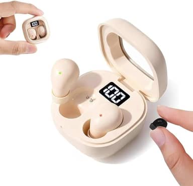Mini SK19 TWS Fones de ouvido Bluetooth sem fio para Dormir invisíveis -Bateria de 24 Horas - com microfone - Active Noise Cancellation (Cáqui)