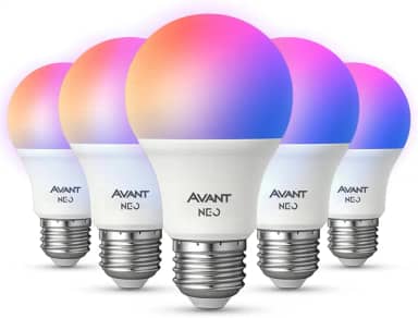 Kit 5 Lâmpadas AVANT NEO Smart LED 10W E27 Dimerizável RGB Compatível com Alexa e Google Home Controle voz Wifi Casa Inteligente Tuya