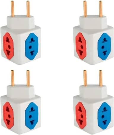 KIT Com 4 Adaptadores Benjamim Cubo 3D Com 3 Entradas de Tomada 10 Amperes E 1 Entrada de Tomada 20 Amperes CORES SORTIDAS Plug Padrão Novo 3 Pinos Resistente PREMIUM
