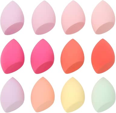 Kit 12 Esponja De Maquiagem Facial Chanfrada Gota Espuma Para Base Corretivo Pó Contorno