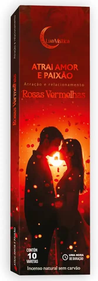 Incenso Natural Atrai Amor e Paixão 0% Carvão Cx C 10 Varetas