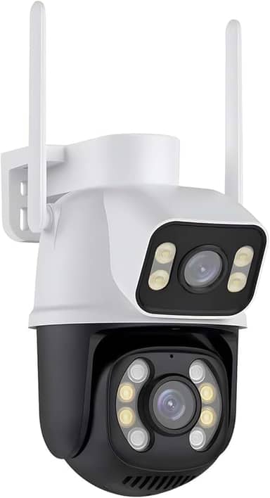 Câmera IP Sem Fio de Segurança Externa HD 3MP, Câmera de Visão Noturna WiFi, Dupla Lente Grande Angular, IP66 à Prova D'água e à Prova de Poeira, Chamada de Voz Bidirecional, Qualidade Premium