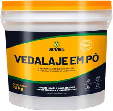 Vedalaje Em Pó 15Kg – Impermeabilizante Cimentício Para Lajes Expostas, Rende Até 100m², Secagem Rápida, Proteção Hidrofóbica E Isolante Térmico De Alta Performance