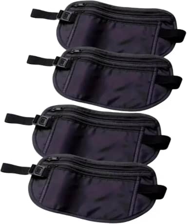 Kit 4 Pochete Doleira, Porta Dinheiro Notas Viagem Internacional Anti Roubo Invisível Segura Imperméavel Para Celular Cartão Chaves Cor Preto