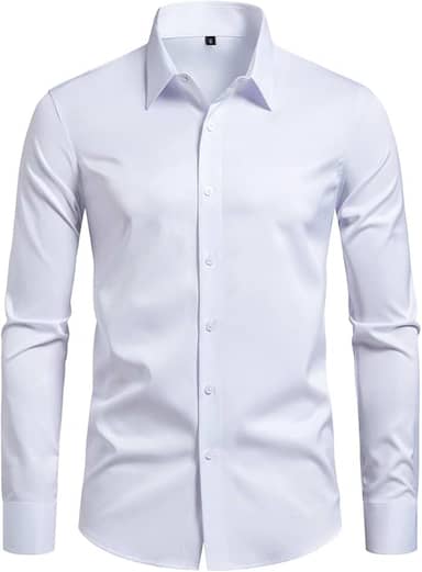 Camisa social masculina slim fit, sem rugas, formal, casamento, manga comprida, abotoada