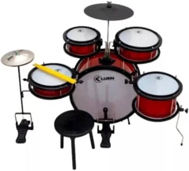 Bateria Infantil Star Kids 05 Pecas Alumisteel E P.S. Pint Eletro Vermelha Aro Nylon Pele Leitosa - - Luen