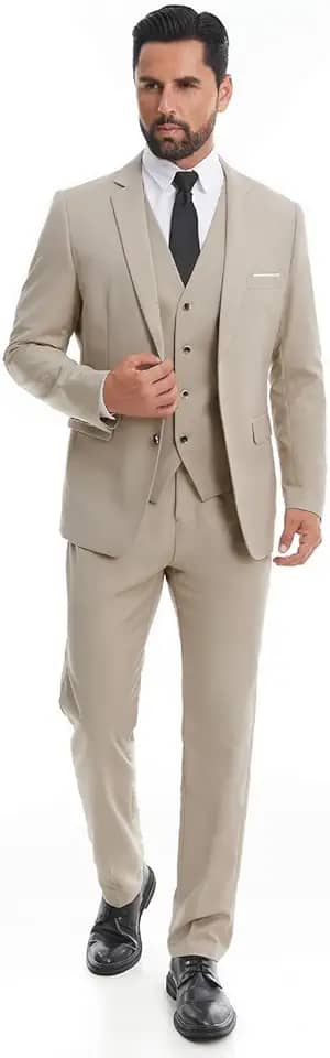 Terno masculino 3 peças slim fit dois botões trespassado smoking sólido conjunto de calça blazer colete para casamento, formatura, negócios formais