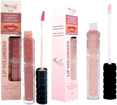 Max Love Lip Volumoso, Kit com 2 Gloss Labial com Ácido Hialurônico, Vitamina E e D-Pantenol, Efeito Translúcido e Brilhante