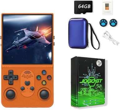 Console de videogame retrô R36S GT, 64 GB, sistema Arkos 2.0, Tela de 4,0 polegadas,15.000 jogos integrados, brinquedo retrô perfeito para meninos,video game portatil,console portatil (cor laranja)
