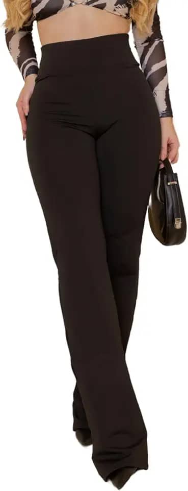 Calça Legging Flare Bailarina Leg Boca De Sino Cintura Alta