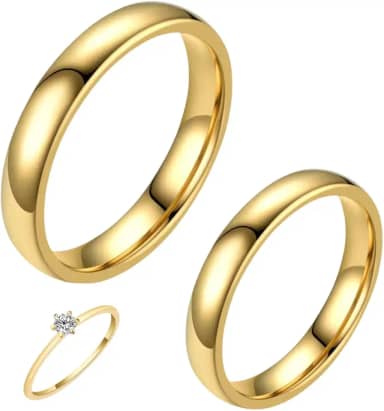 Par de Alianças Casamento 4mm Tradicionais Banhado a Ouro 18k Noivado Casal Aliança Ouro